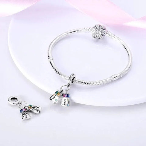 "I Will, I Can" Boxing Gloves Dangle Charm