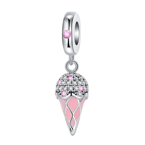Pink Ice Cream Cone Charm - Pink Ice Cream Cone Charm