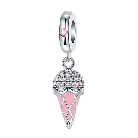 Pink Ice Cream Cone Charm