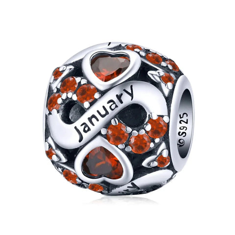 Infinite Love Zircon Heart Birthstone Charms - Infinite Love Zircon Heart Birthstone Charms
