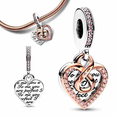 Rose Gold Infinity Heart Charm - Rose gold infinity heart charm, a beautiful symbol of eternal love for bracelets or necklaces.