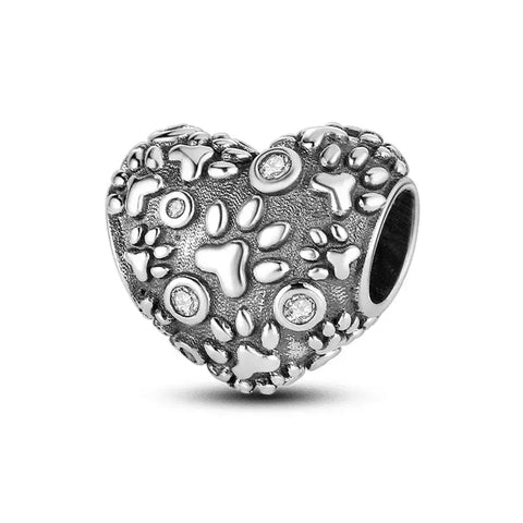 Paws silver Heart Charm