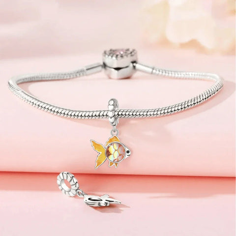 jewlouli iridescent goldfish dangle pandora charm jewelry fits pandora bracelet