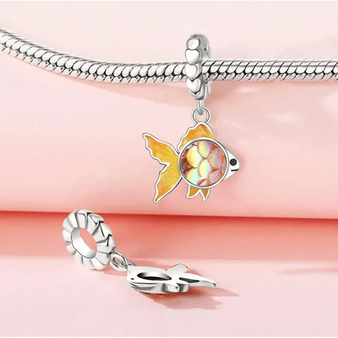 jewlouli iridescent goldfish dangle pandora charm jewelry fits pandora bracelet