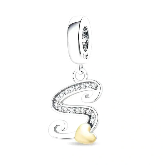 Italic Letter S Charm - Fits pandora Bracelet