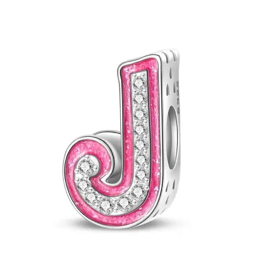 J pink charm letter for pandora bracelets