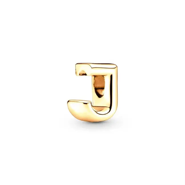 J gold charm letter for pandora bracelets