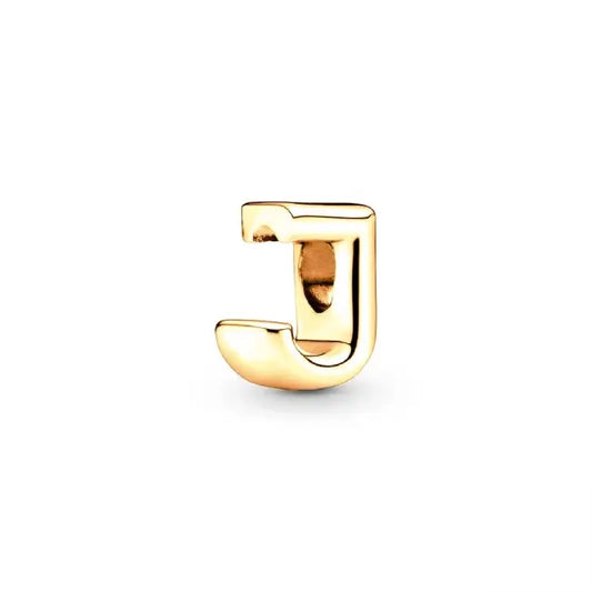 J gold charm letter for pandora bracelets