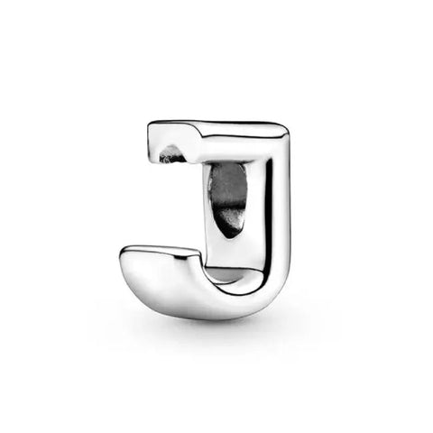 Silver Letter Clear J Charm - Silver Letter Clear J Charm