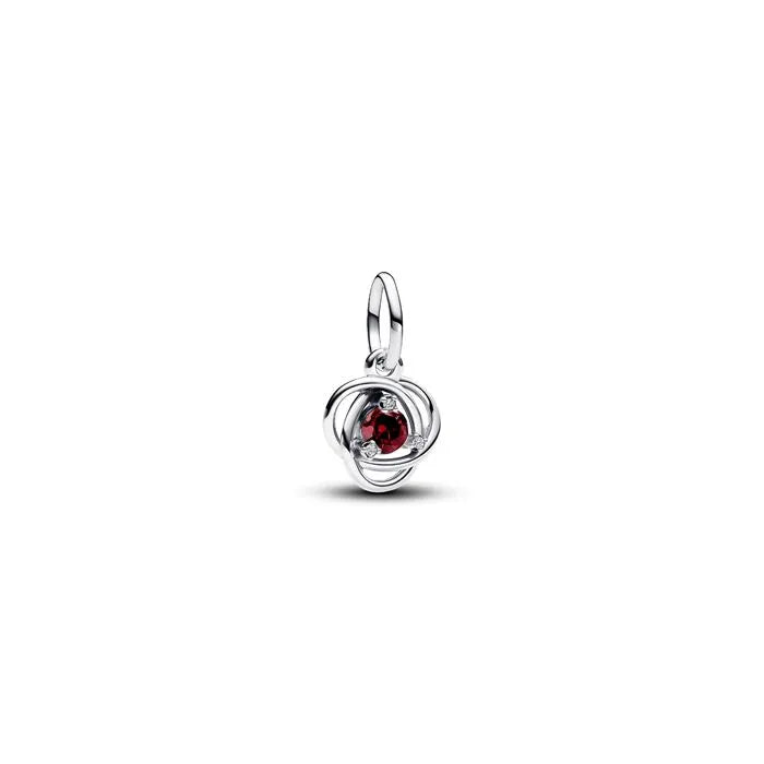 Eternity circle charm in January red, ideal for adding a personal birthstone touch to charm bracelets