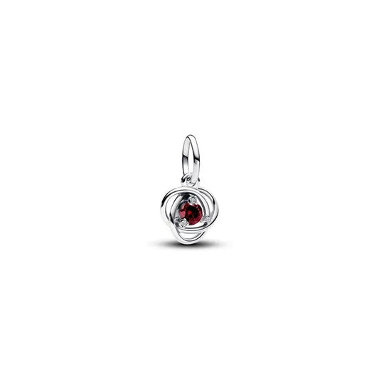 Eternity circle charm in January red, ideal for adding a personal birthstone touch to charm bracelets