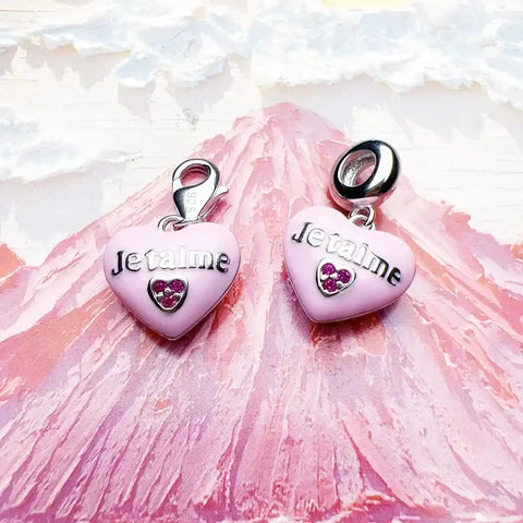 Pink heart-shaped charms.
