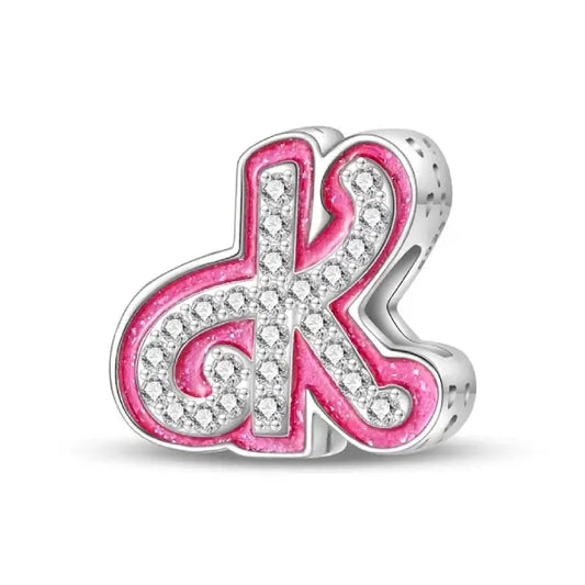 K pink charm letter for pandora bracelets