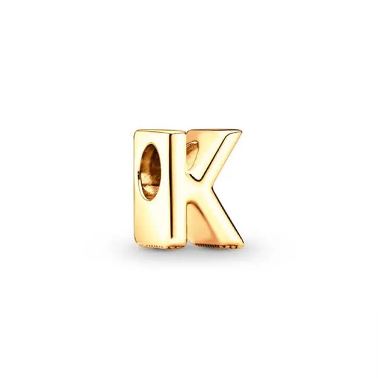 K gold charm letter for pandora bracelets