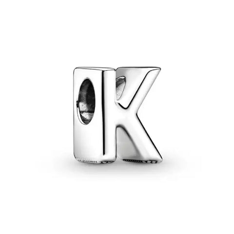 Silver Letter Clear K Charm - Silver Letter K Charm