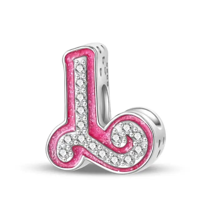 L pink charm letter for pandora bracelets