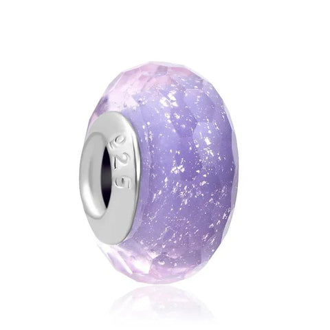 Lavender Faceted Crystal Charm in Sterling Silver - Lavender Faceted Crystal Charm in Sterling Silver