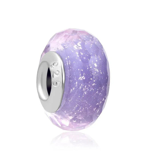 Lavender Faceted Crystal Charm in Sterling Silver