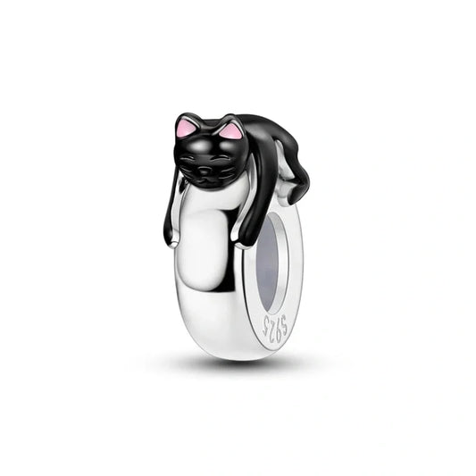 jewlouli lazy black cat pandora charm jewelry fits pandora bracelet
