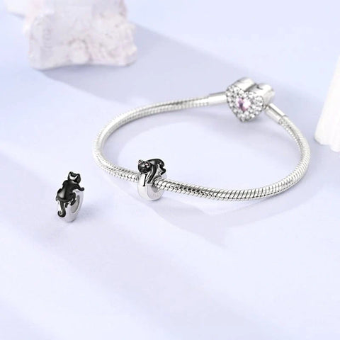 jewlouli lazy black cat pandora charm jewelry fits pandora bracelet