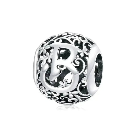 Silver Letter B Bead - Silver Letter B Bead