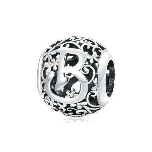 Silver Letter B Bead