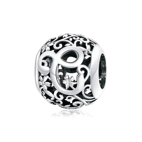 Silver Letter C Bead - Silver Letter C Bead