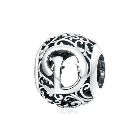 Silver Letter D Bead - Silver Letter D Bead