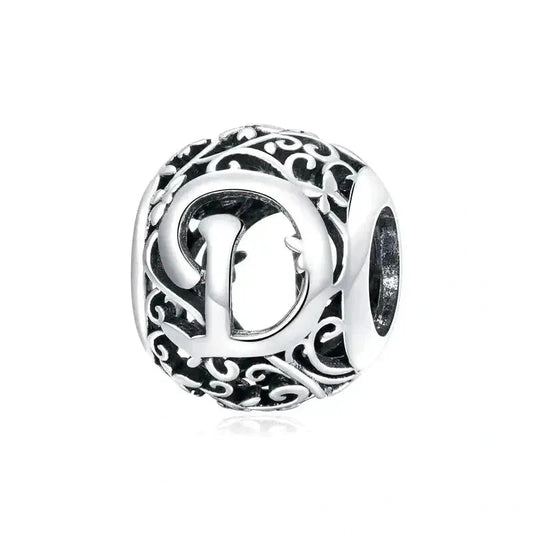 Silver Letter D Bead