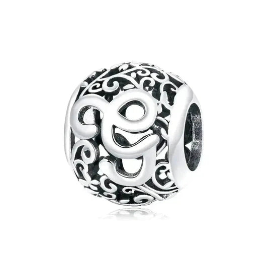 Silver Letter G Round Bead