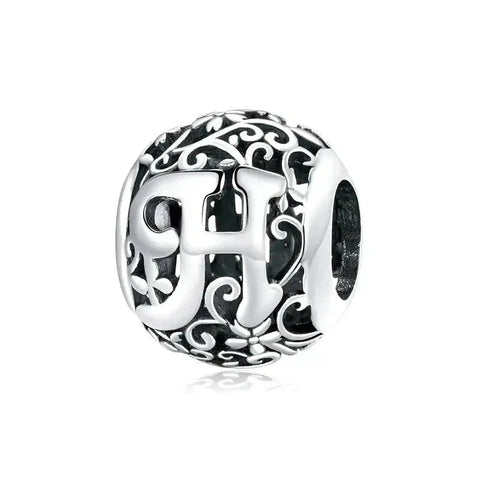 Silver Letter H Bead - Silver Letter H Bead
