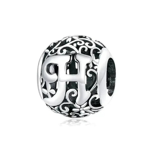 Silver Letter H Bead