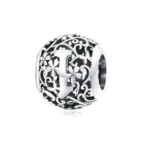 Silver Letter I Bead