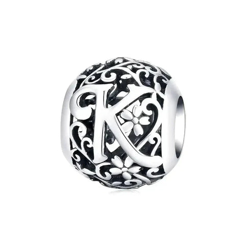 Silver Letter K Bead