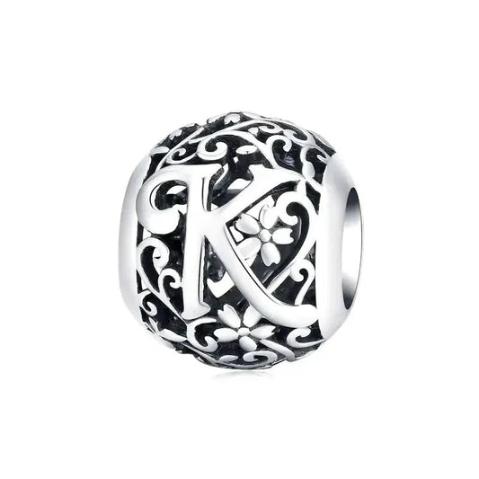 Silver Letter K Bead