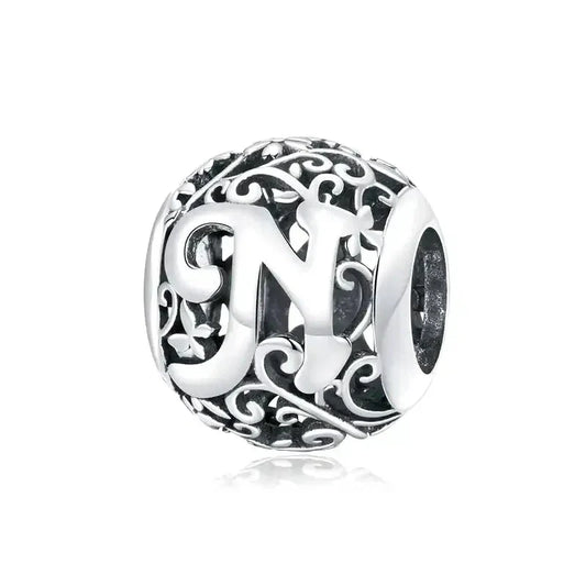 Letter N Bead - Fits pandora Bracelet