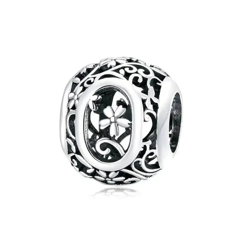 Silver Letter O Round Bead - Silver Letter O Round Bead