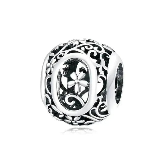 Silver Letter O Round Bead