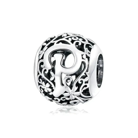 Silver Letter P Bead - Silver Letter P Bead