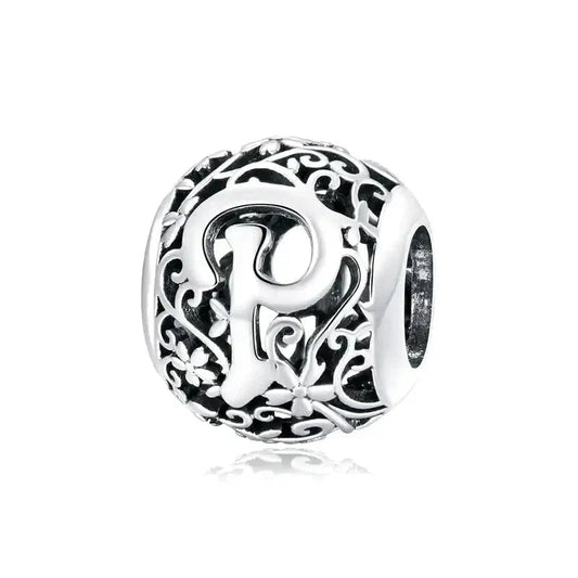 Silver Letter P Bead