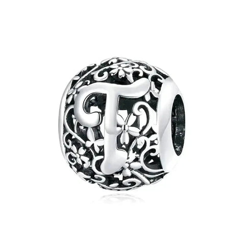 Silver Letter T Bead - Silver Letter T Bead