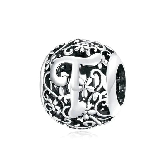 Silver Letter T Bead