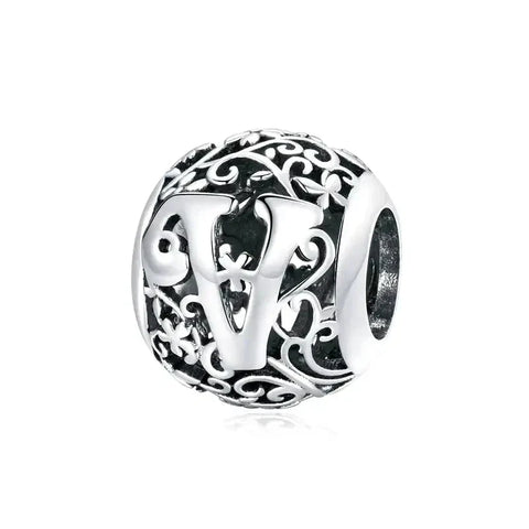 Letter V Bead - Fits pandora Bracelet