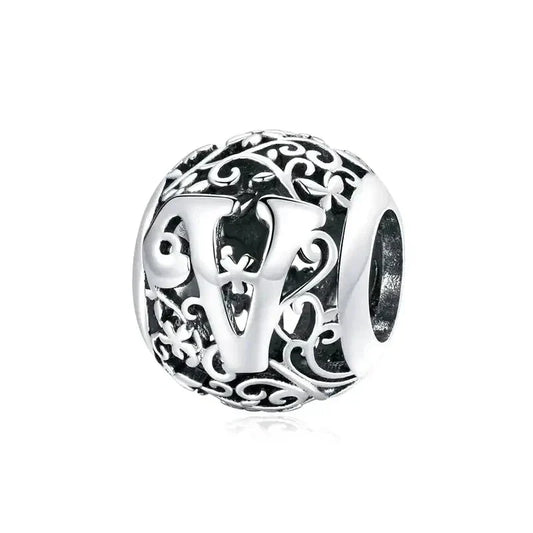 Letter V Bead - Fits pandora Bracelet