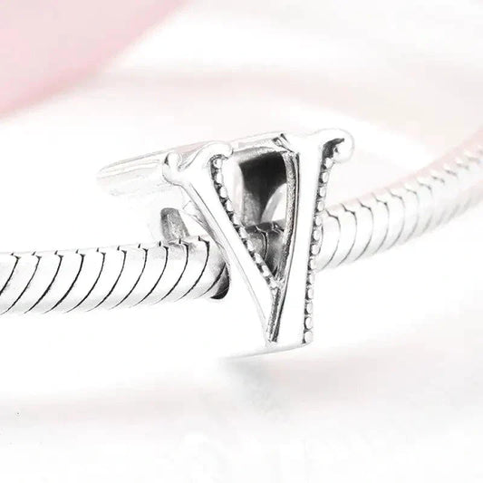 Silver Letter V Charm