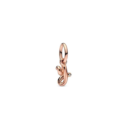 Letter Y Script Alphabet Dangle Charm Pandora Rose - Elegant letter Y dangle in script design, crafted in Pandora Rose.