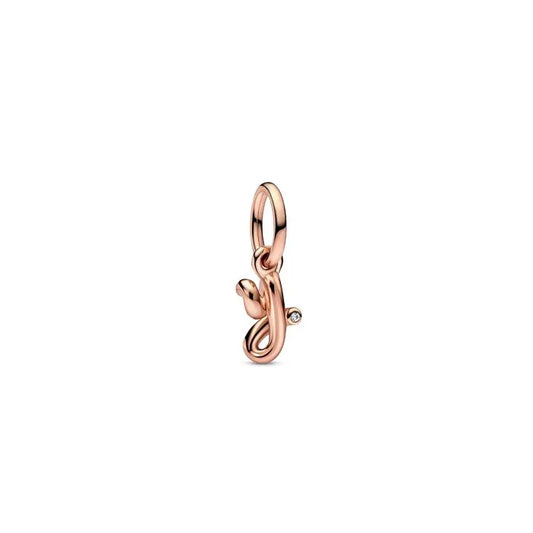 Letter Y Script Alphabet Dangle Charm Pandora Rose - Elegant letter Y dangle in script design, crafted in Pandora Rose.