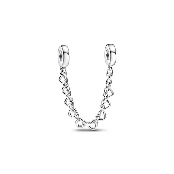 Linked Hearts Safety Chain - All-seeing eye charm, adds a symbolic and protective element to Pandora charm bracelets