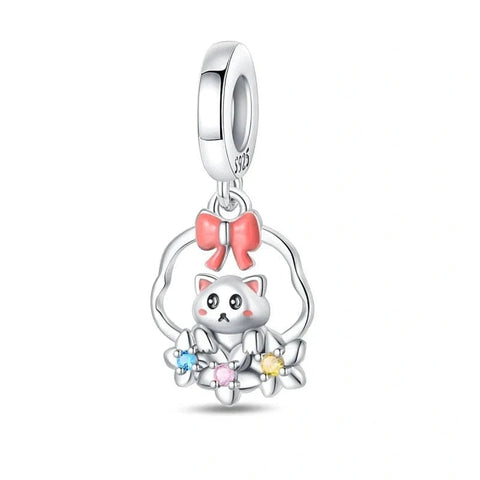 Little Flower Kitten Dangle Charm - Little Flower Kitten Dangle Charm