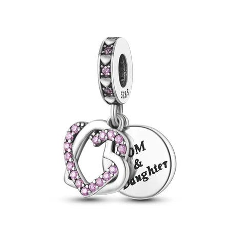 Mum & Daughter Heart Charm